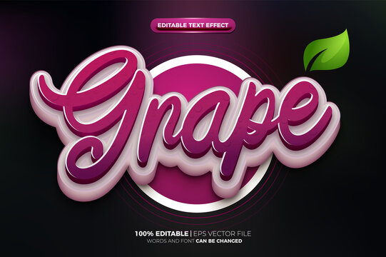 fresh grape fruits food nature 3D logo mock up template Editable text Effect Style