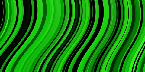 Light Green vector background with curved lines.