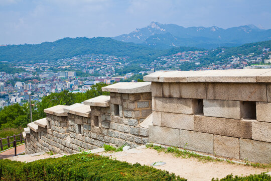 Naksan Seoul Fortress Walls at Naksan park, Seoul, South Korea.