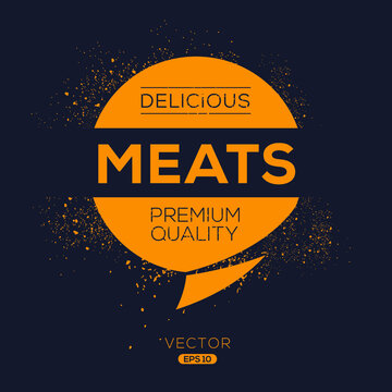 Creative (Meats) logo, Meats sticker, vector illustration.