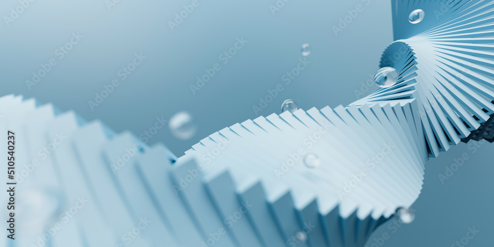 Poster 3d rendering abstract light blue background with spiral shape.