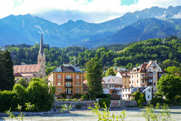 Fototapeta na wymiar Innsbruck Old town in Alps mountains, Tyrol, Austria