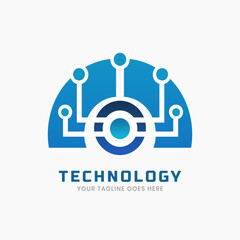 Obraz na płótnie Canvas Digital futuristic technology logo vector template