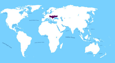 Fototapeta na wymiar Avar Khaganate the largest borders map with all world,sea and ocean names
