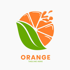 Orange fruit logo or orange juice logo. fresh fruit icon element template