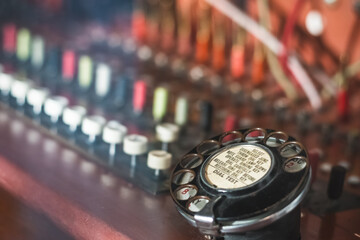 Old fashioned manual telephone exchange switchboard