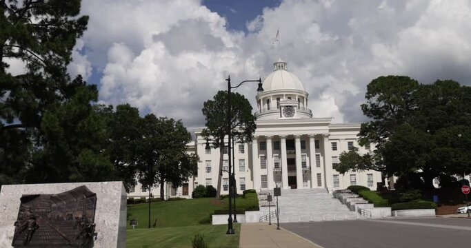 Alabama state capitol in Montgomery with gimbal video panning right.