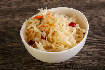Sauerkraut with cranberry in the bowl