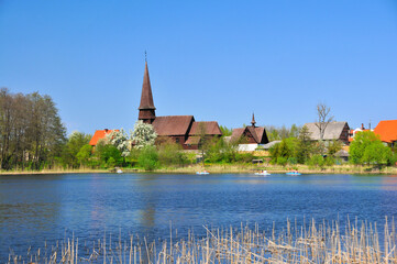 Fototapeta premium Wooden Church of the Elevation of the Cross. Lesno, Pomeranian Voivodeship, Poland