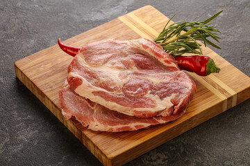 Raw pork meat neck steak
