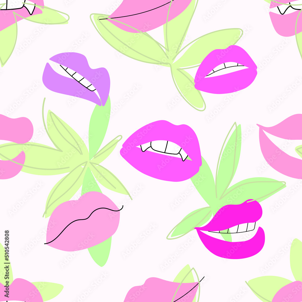 Poster seamless vector pattern with lips. diversity concept.