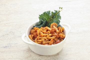 Wild pickled honey mushroom in the bowl