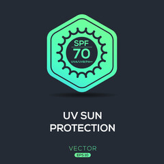 Creative (UV sun protection SPF 70) Icon, Vector sign.