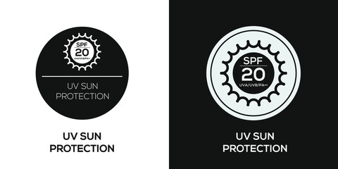 Creative (UV sun protection SPF 20) Icon, Vector sign.