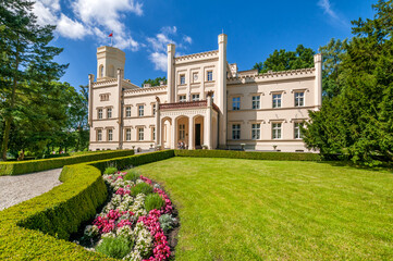 Neo-gothic Palace from 19th century. Mierzecin, Lubusz Voivodeship, Poland