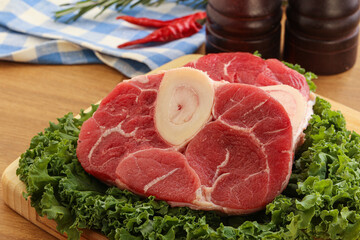 Raw ossobuco beef meat for cooking