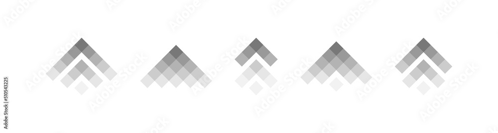 Poster super set different pixel arrows mark. colorful arrows pointers collections. flat style vector illus