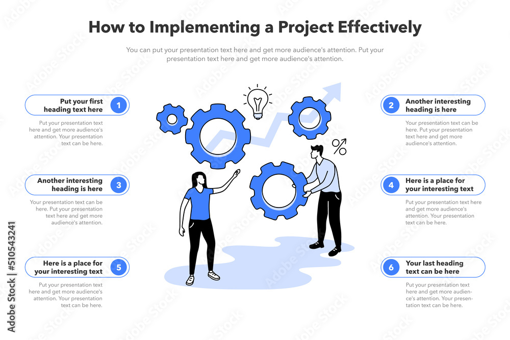 Aufkleber Simple infographic template for implementing a project. Easy to use for your website or presentation.