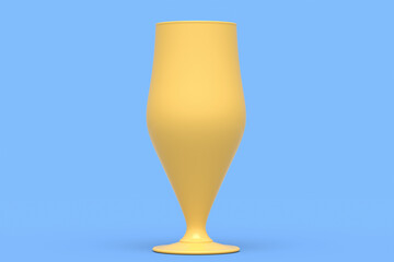 Frosty glass of fresh draft beer isolated on a blue monochrome background.