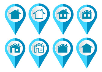 House, home concept vector icon set, flat design real estate pointers, infographic template