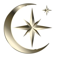 Editable vector element of gold gradient moon and stars. EPS10