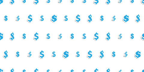 Seamless Background with Lots of Blue Paper Cut 3D Dollar Signs of Various Sizes - Business Concept Design, Applicable as a Base for Brochures, Presentations, Posters and Landing Page for Web Sites
