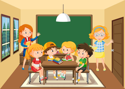 Teacher and students in the classroom