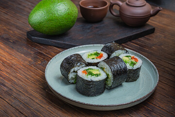 Japanese sushi - fast food. Asian traditional snack