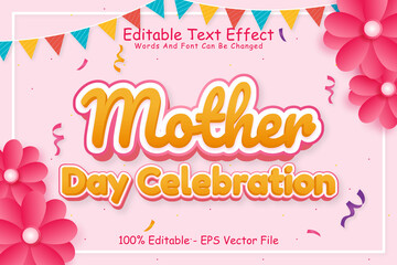 Mother Day Celebration Editable Text Effect 3 Dimension Emboss Cartoon Style