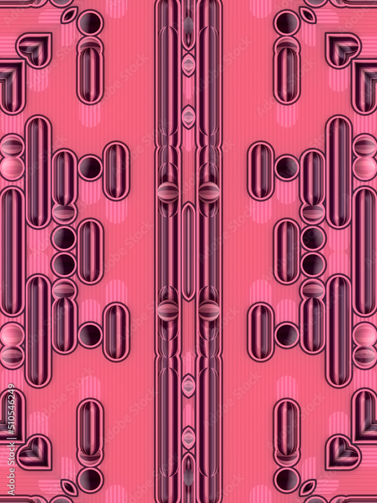 Leinwandbilder Kaleidoscopic pattern of multicolored lines and dots. 3d rendering geometric background design. Digital illustration