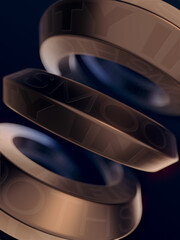 Shiny metallic spring. Abstract background. 3d rendering digital illustration