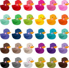Set of colorful rubber ducks