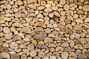 firewood stack background. image of sustainability and use of natural resources