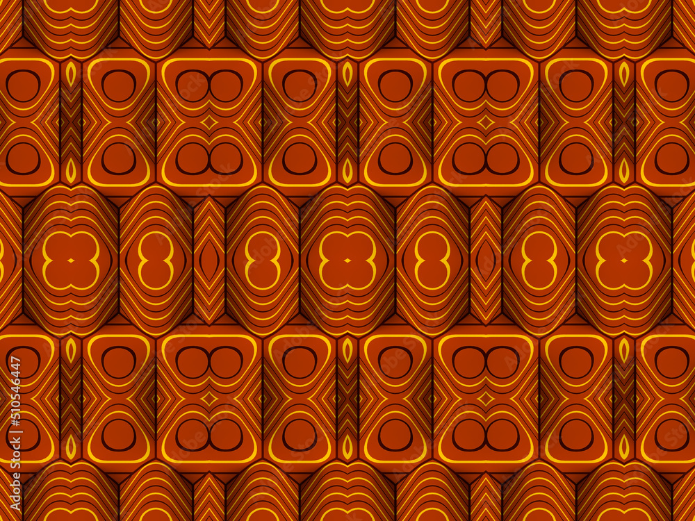 Aufkleber Group of geometric shapes covered with a multicolored striped texture. 3d rendering digital illustration
