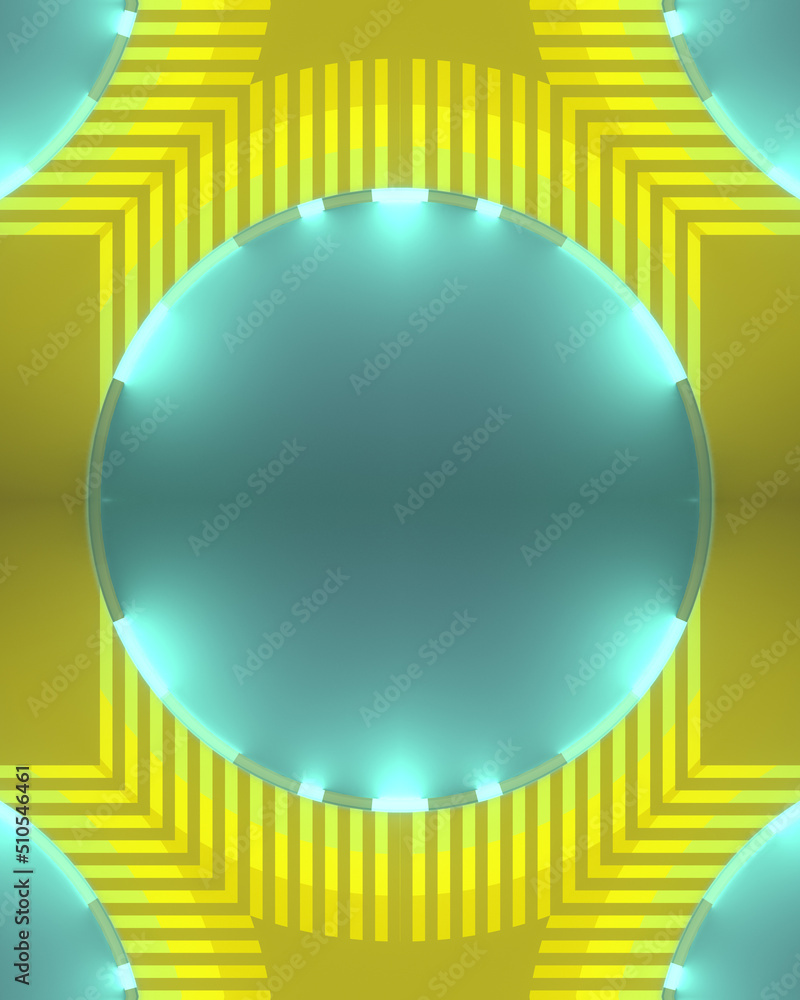 Aufkleber 3d rendering digital illustration with glowing round shapes and trendy color combination