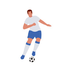Faceless Guy Playing Football On White Background.