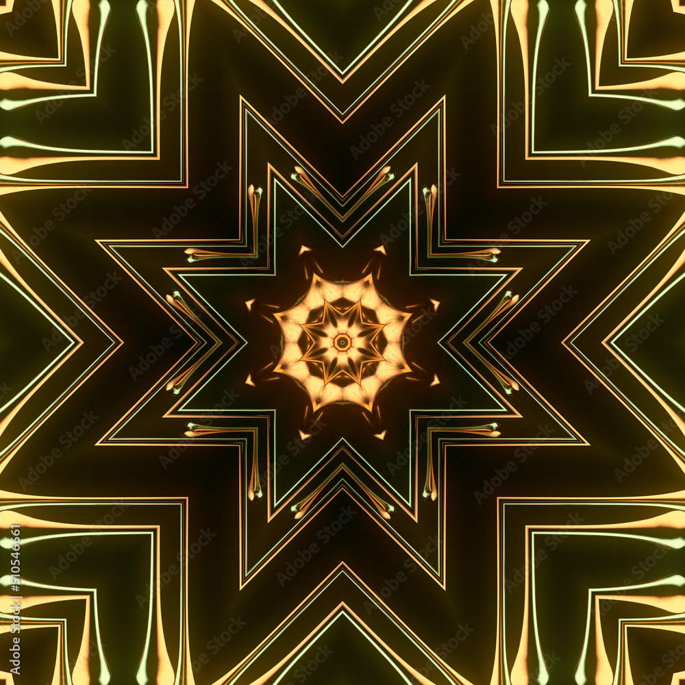 Poster luxurious gold pattern vibrating drops of liquid metal. modern design. 3d rendering digital illustra
