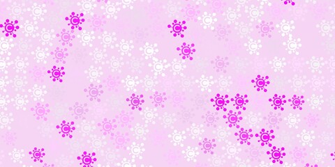 Light Purple vector backdrop with virus symbols.