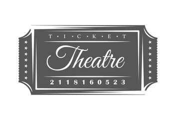 Vintage theater ticket isolated on white background. Vector illustration