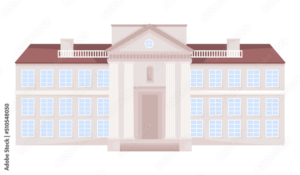 Poster classic municipal building semi flat color vector object. editable figure. full sized item on white.