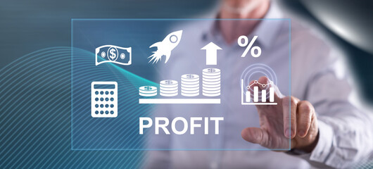 Man touching a profit concept