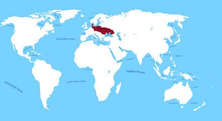 Hunnic Empire Attilla the hun the largest borders map withh all world, ocean and sea names