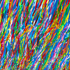 Colorful ribbons on blue sky background