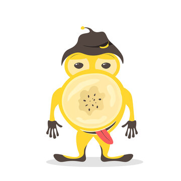 A banana fruit cartoon character emoticon mascot. Vector illustration