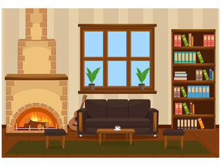 The interior of a cozy room. Vector illustration.
