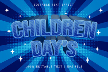Children Days Editable Text Effect 3 Dimension Emboss Modern Style