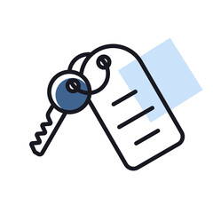 Hotel room key with number vector icon