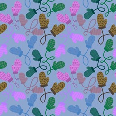 Winter gloves seamless pattern for fabrics and textiles and packaging and Christmas gifts and kids and wrapping paper