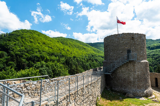 Rytro Castle Ruins in Beskid Mountains, Poland