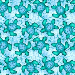 Summer seamless sea turtle pattern for fabrics and textiles and packaging and gifts and cards and linens and kids